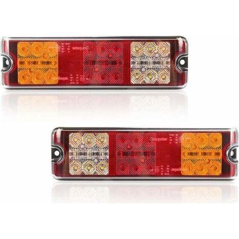 pair 2 Feux Arrière Remorque LED 12V Homologués E 5 Fonctions Freinage Clignotant Recul Position Catadioptre Étanche (1/4)
