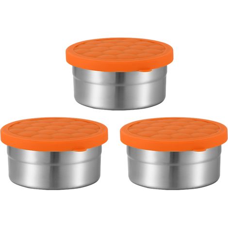 Boîte À Goûter En Acier Inoxydable - Couvercle Silicone Étanche - Pour Enfants - 230 ml + 380 ml + 600 ml (1/5)