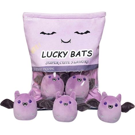 Peluche Chauve-souris Porte-Bonheur, Peluche Animal en Peluche Détachable, Coussin en Peluche Doux et Mignon, Cadeau Décoration Intérieure pour Enfants et Filles (5 pièces par Sac, Violet) (1/5)