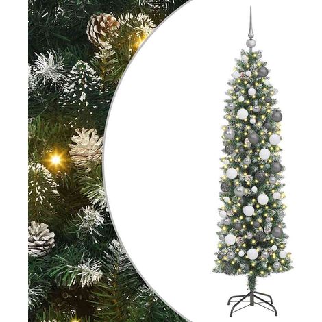 Künstlicher schlanker Weihnachtsbaum mit 300 LEDs Grün 180 cm vidaXL (1/5)