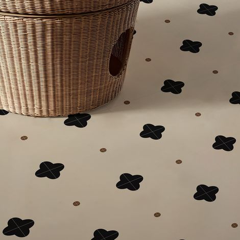 Autocollant de transfert pour carrelage en vinyle pour salle de bain et cuisine, crédence, carrelage mural, 12 x 20 cm, blanc laiteux et noir (1/5)