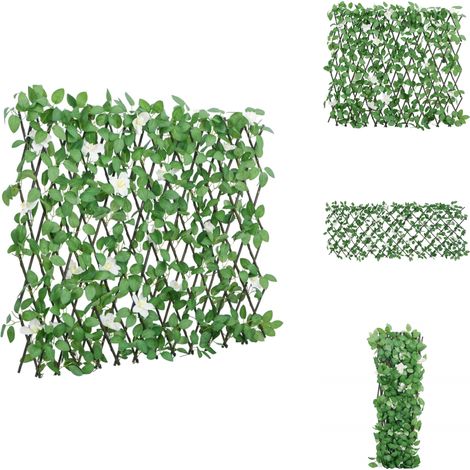 Treillis de lierre artificiel extensible vert 186x30 cm - Trellis De Lierre Artificiel - Fenêtre Végétale - Clôture Esthétique - Intimité Jardin - Decoration Exterieur (1/5)