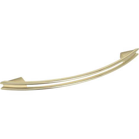 Poignée de meuble design 96 mm - Largeur : 124 mm - Zinc moulé sous pression - Laiton