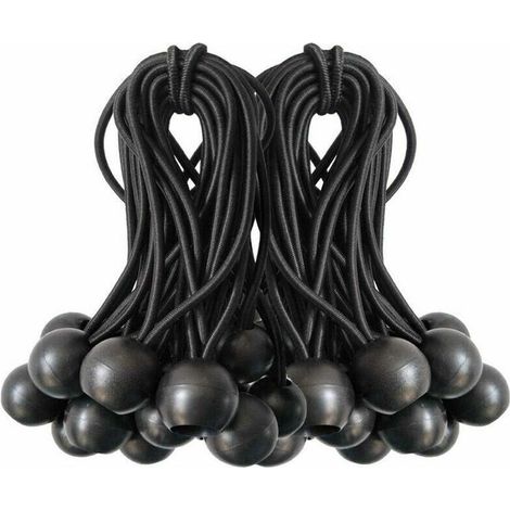 Cordons élastiques à 50 boules pour auvents, bâches, tonnelles, tentes et sacs de couchage, noirs (1/5)