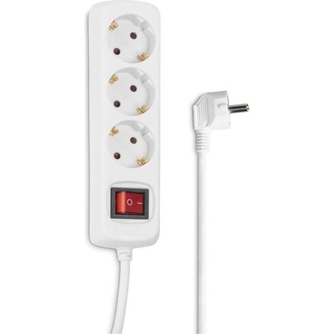 Multiprise 3 prises 16 A avec interrupteur (rallonge de 3 m, 3 prises, type Schuko F, ​​idéale pour bureau, PC, atelier, meuble TV, garage) (1/4)