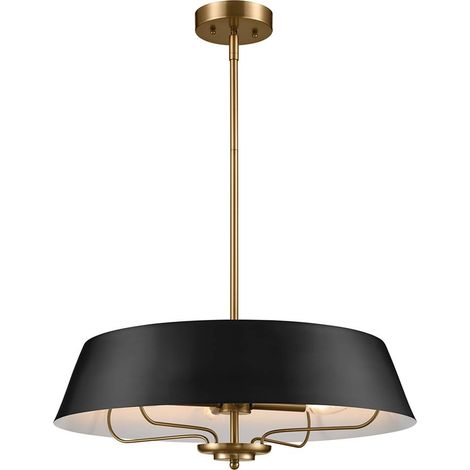 Elstead Luella Luminaire suspendu à 4 lumières à montage duo noir et laiton (1/5)