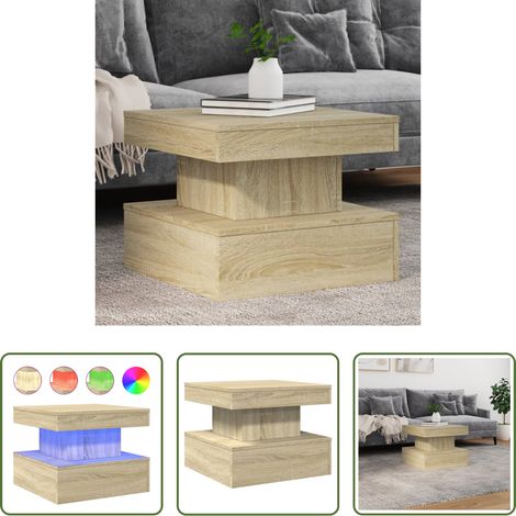 LED Beleuchtung - Couchtisch mit LED-Leuchten Sonoma-Eiche 50x50x40 cm (1/5)