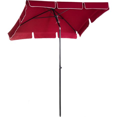 Outsunny Aluminium Sun Umbrella Parasol Patio Rectangular 2M x 1.3M Red (1/5)