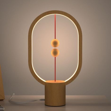 Lampe de table LED à lévitation magnétique, interrupteur magnétique flottant, lampe de chevet décorative en bois (1/5)