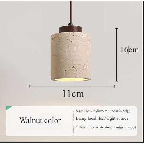 Lampada a sospensione in travertino con base in noce, luce LED fredda, attacco E27 220V, ideale per camera da letto e ristorante..Si prega di notare: i prezzi dello stesso prodotto possono variare a s (1/5)