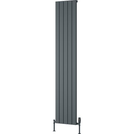 Reina Piatto Single Vertical Aluminium Radiator 1800mm H x 370mm W - Anthracite (1/3)