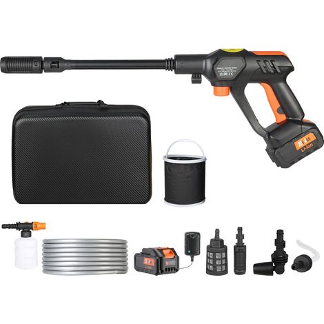 Nettoyeur haute pression sans fil 652 PSI, portable avec pistolet, batterie 4,0 Ah, chargeur et buse 6 en 1 pour voiture et maison. (1/5)