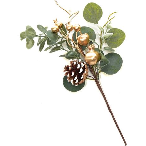 Fiore decorativo natalizio con bacche color oro e pigne per decorazioni natalizie -Modello 2 (1/4)