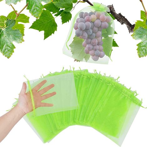 100 pièces sacs de protection des fruits maille légumes sacs de culture antiparasitaire anti-oiseaux jardin fraise raisins (20X30cm) (1/5)