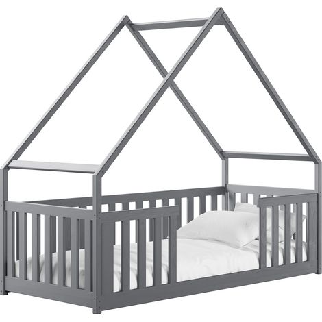 Cama Vista 114, Gris, Individuales, 90x200, Madera, Somieres, 96x208x184cm
