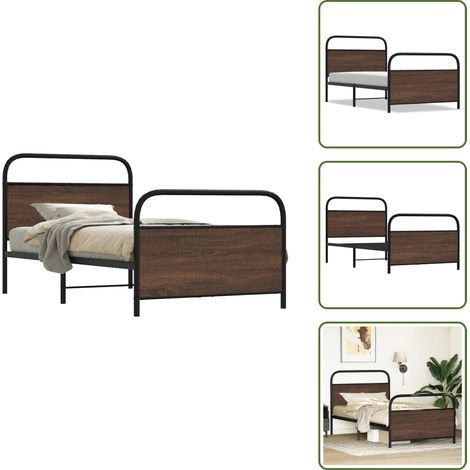 Bettgestell ohne Matratze 100x190 cm Braun Eichen-Optik - Bettgestell - Bettgestelle - Bettrahmen - Schlafzimmermöbel (1/5)