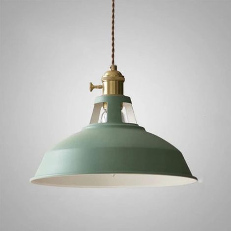 Suspension industrielle, plafonnier rétro E27, éclairage décoratif, lustre vintage en métal, pour cuisine, chambre, salle à manger (vert) (1/5)