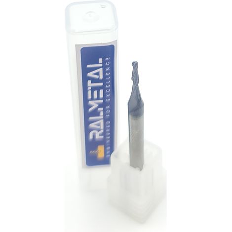 Fresa de extremo cónica de carburo con punta esférica VHM R1.5 x 20 0.5° (1/3)