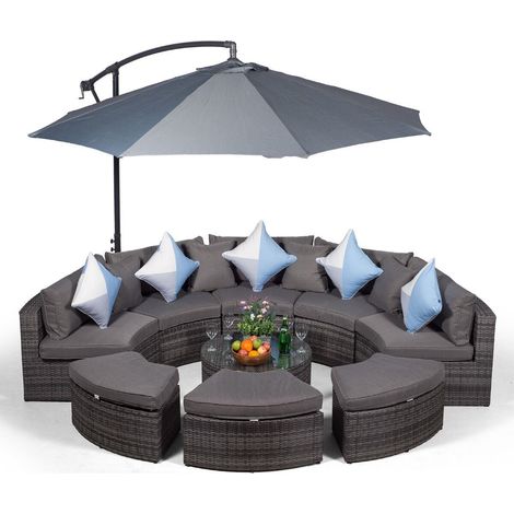 Monaco Luxury Large Rattan Garden Sofa Set - Grey (1/5)