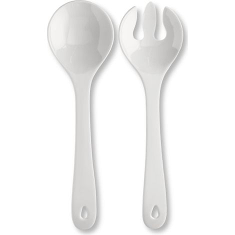 Couverts à salade en plastique 31 cm, 2 pièces, gris clair - Couverts à salade avec cuillère à salade et fourchette à salade pour servir passe au lave-vaisselle et à la chaleur jusqu'à 100 (1/5)
