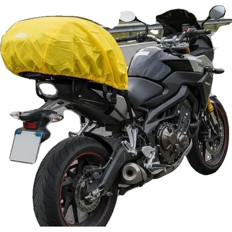 Borsa posteriore per moto, copertura impermeabile, design a borsa laterale, nera (1/2)
