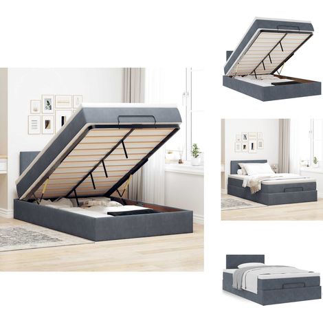 Cadre de lit ottoman et matelas gris foncé 120x200 cm velours - Cadre De Lit Ottoman - Cadres De Lit Ottoman - Cadre De Lit - Cadre De Lit Avec Rangement (1/5)