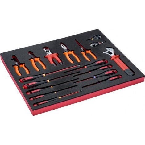 BAHCO - Jeu de clés/pinces/tournevis isolés, module mousse 3/3 Fit&Go - 17 pcs