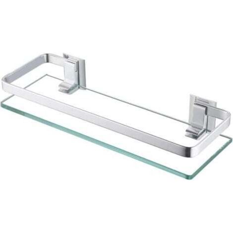 28,5 x 12 x 4,2 cm, Badezimmerregal, Duschablage aus Glas, Wandmontiertes Duschregal mit Ablagefläche, Rechteckiges Sicherheitsglas, Gebürstete Oberfläche
