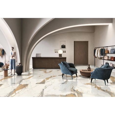 CARRELAGE EFFET MARBRE 80X80CM GOLDEN STATUARIO Paquet de 1.92 m2 (1/4)