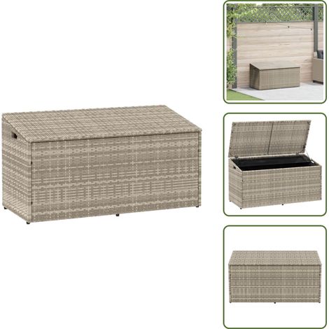 Caja de almacenamiento exterior - vidaXL Caja almacenaje jardín ratán sintético gris claro 110x50x58 cm - Cojines de jardín