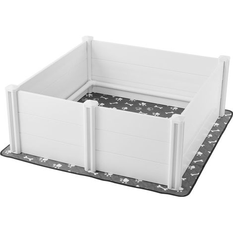 Boîte de mise bas pour chiens 48x48 pouces, en PVC avec porte réglable et tapis lavable, parc pour grands chiens en, blanc (1/5)