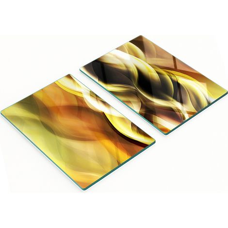 Tablas decorativas de cristal para cortar y servir, color dorado claro, 2x40x52 cm.