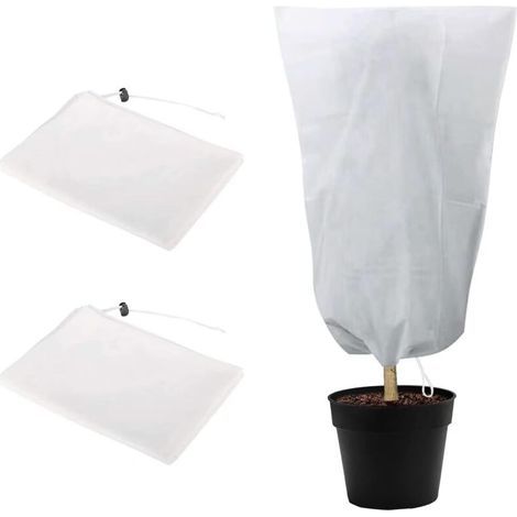 Schutzhülle für Winterpflanzen, wiederverwendbare Winterabdeckung für Gartenpflanzen, mit Reißverschluss und Kordelzug – Weiß – 2er-Pack, 120 x 180 cm (1/4)