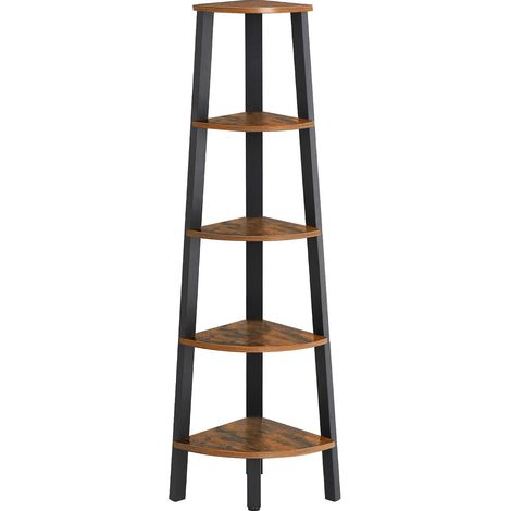 VASAGLE Scaffale ad Angolo Vintage, Libreria a 5 Livelli, Mobile a Ripiani, con Struttura di Metallo, per Soggiorno, Ufficio, Cucina, Vintage, Nero da SONGMICS (1/6)