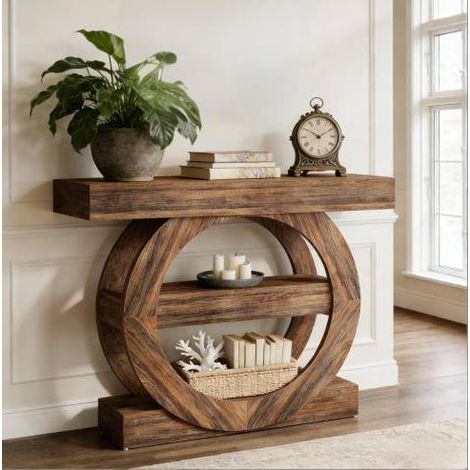 Tavolo consolle a 3 ripiani in legno 105x30x85 cm OKMYHOME (1/5)