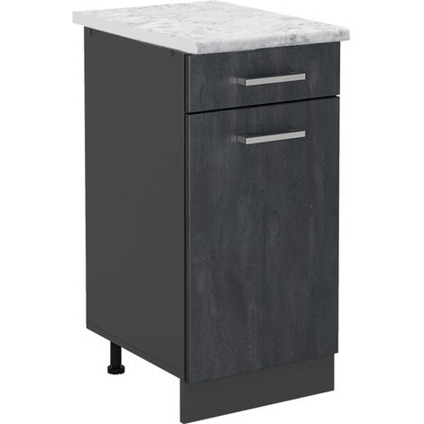 Meuble cuisine R-Line, Béton noir, 40 cm PT Marbre, Vicco