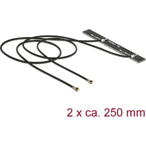 Antenne Doppel WLAN MHF IV Stecker 802.11 ac/a/h/b/g/n 5 dBi 2x250 mm PCB intern Delock