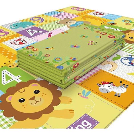 Tapis d'éveil pour bébé, tapis de jeu réversible et épais, pliable, pour enfants (1/4)