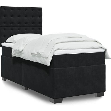 Boxspringbett mit Matratze Schwarz 80x200 cm Samt (1/5)