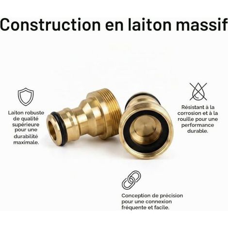 Lot de 2 Universel Adaptateur Robinet Cuisine Laiton,22mm 24mm  Adaptateur Connecteur Rapide Mitigeur, (1/5)