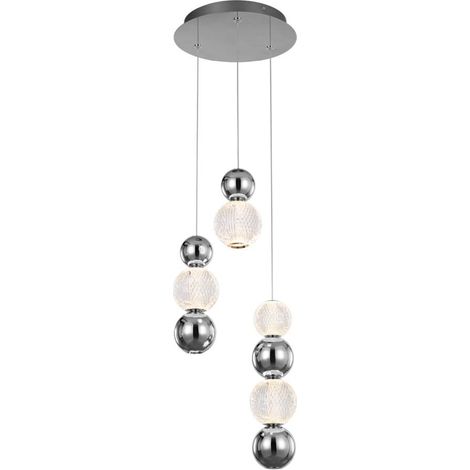 Lampadario cromato 7 sfere LED 21W 3000K Oter Italux (1/2)