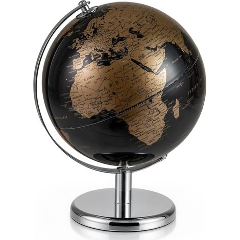 COSTWAY Globe Terrestre Rotatif 360°, Mini Globe Antique de 20CM avec Support en Métal, Jouet Éducative/Géographique pour Enfants, Décoration de Bureau Style Moderne pour Maison École (Doré) (1/5)