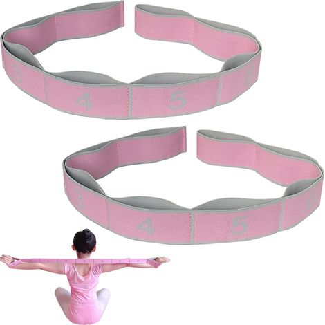 Lot de 2 bandes élastiques de yoga, bandes d'étirement à 8 anneaux, bande élastique d'exercice, bande de Pilates, pour le yoga, la gymnastique, le Pilates et le fitness (1/5)