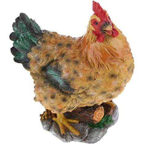 Bardusch - Figurine de poule miniature en résine, animaux de la ferme simulation de poule de jardin, décoration pour jardin (1/4)