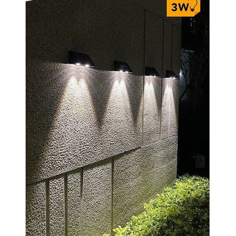 Trade Shop - LED-Wandleuchte mit Solarpanel, 3 W, IP65, 3000 K, 6500 K, Schwarz, YH0615 -