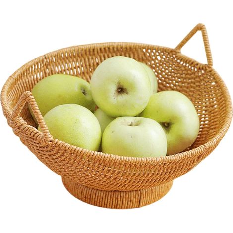 Woven Fruit Basketball, Snack Organiser, Wicker Decorative Storage Imitation Rattan Sneaker with Handles, Pantry Organiser for Dining Room, Stylish and Functional Bowl (1/5)