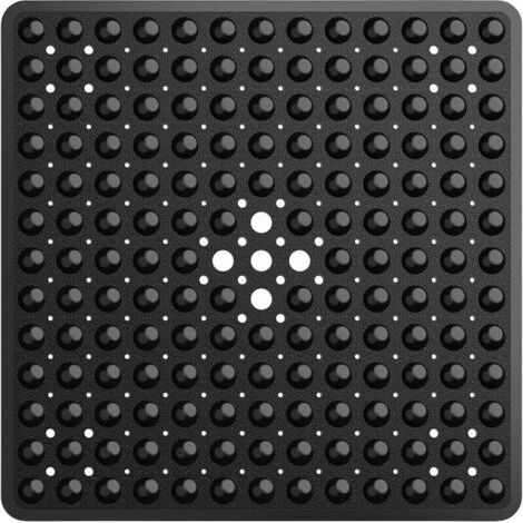 Ahlsen Rutschfeste Duschmatte, Badematte mit Saugnäpfen, maschinenwaschbare PVC-Duschmatte mit Abflusslöchern, 53 x 53 cm, Transparent Schwarz (1/5)