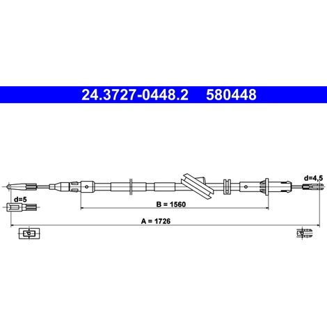 Tirette à câble, frein de stationnement ATE 24.3727-0448.2 MERCEDES-BENZ