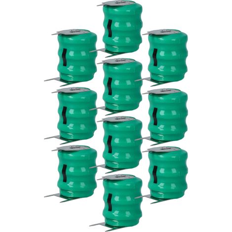 vhbw 10x NiMH replacement button cell battery tab type 3/V80H 3 pins 80mAh 3.6V suitable for model building batteries, solar lights etc. (1/4)