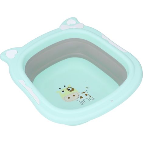 Bassine de toilette pliable et multifonctionnelle pour bébé, motif dessin animé, verte (1/5)